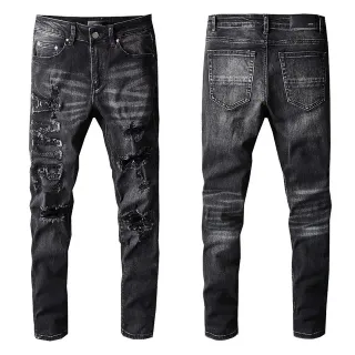 Amiri Destroyed Slim-Fit Black Washed Distressed Jeans