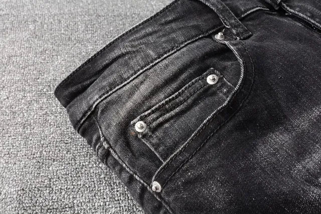 Amiri Jeans Destructurés Slim-Fit Noirs Lavés Distressed 14
