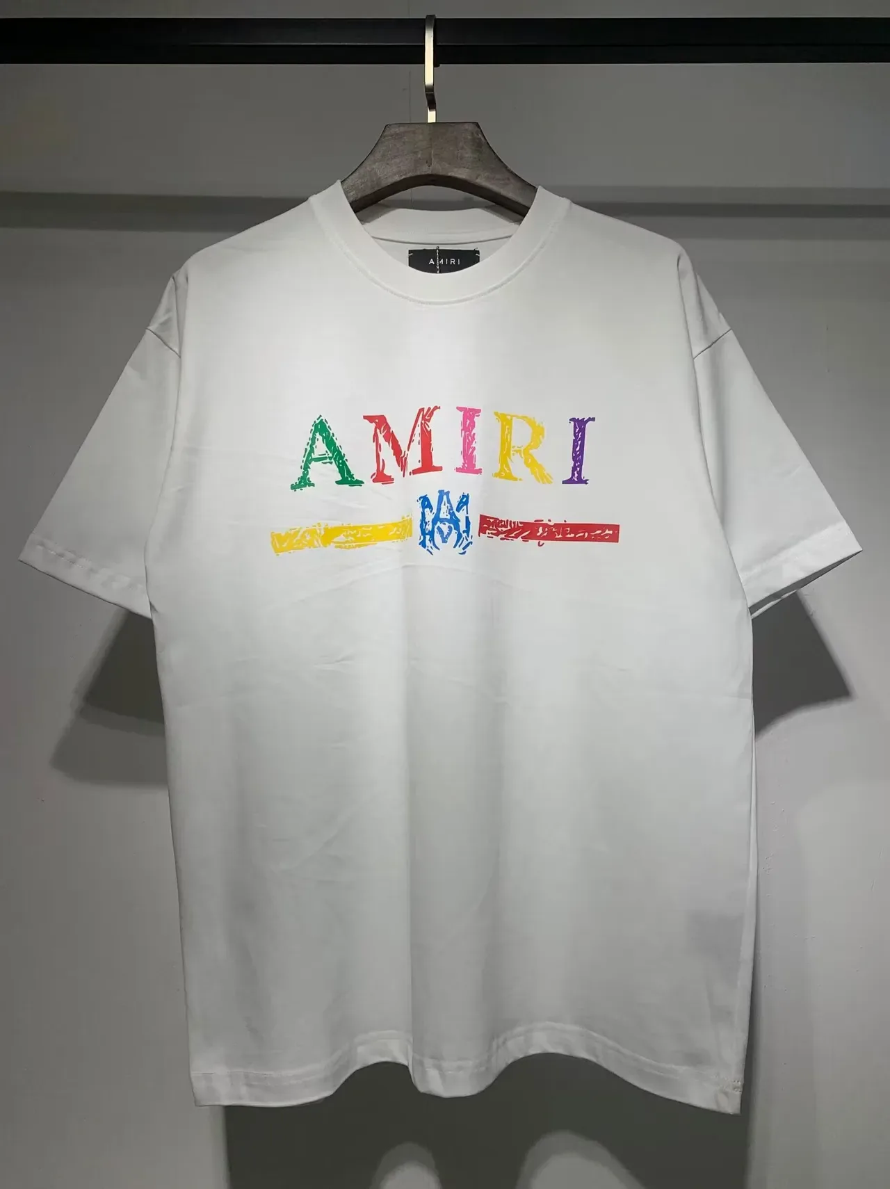 Amiri Multicolor Distressed Logo Print White T-Shirt 1