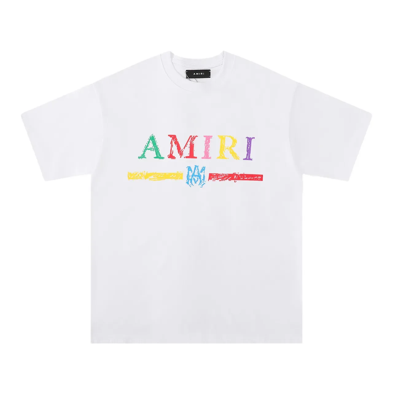 Amiri Multicolor Distressed Logo Print White T-Shirt 4
