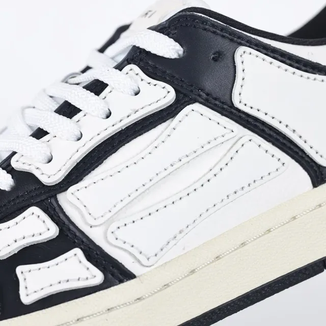 Amiri Skel Top Black and White Leather Lifestyle Sneakers 6