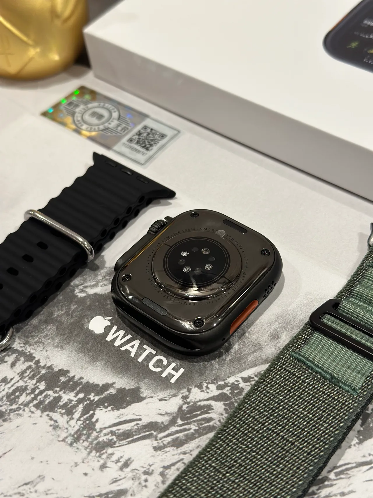 Apple Black Army Green Rugged Case Orange-Accented Digital Crown Sports Watch 5