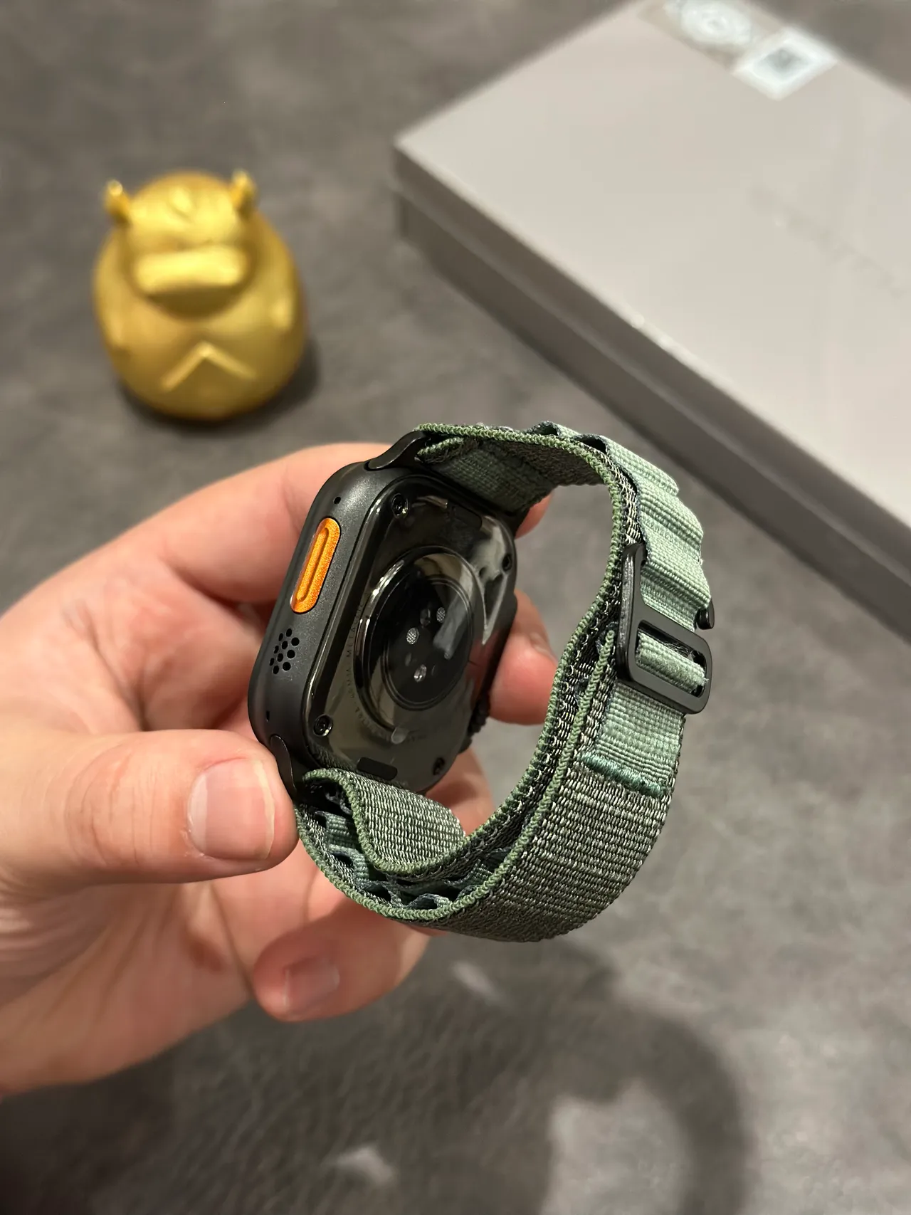 Apple Black Army Green Rugged Case Orange-Accented Digital Crown Sports Watch 13