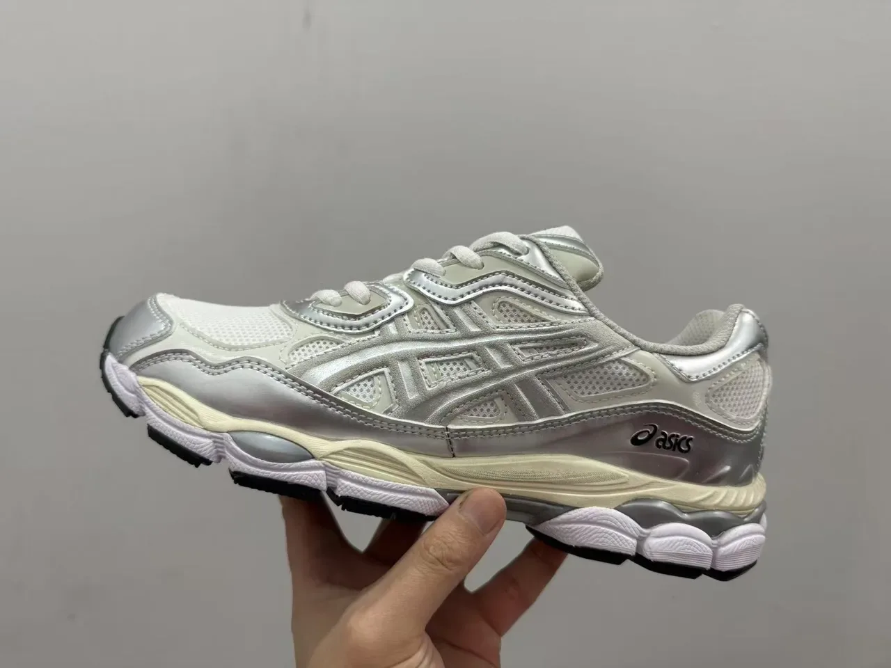 ASICS Blue White Layered Cage Overlay Mesh Ventilation Panels Lifestyle Sneakers 5