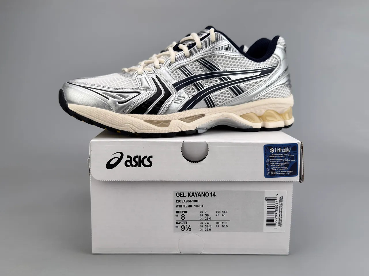 ASICS Gel-Kayano Silver and Navy Running Shoes 2