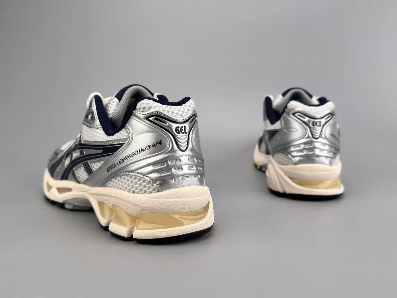 ASICS Gel-Kayano Silver and Navy Running Shoes 4