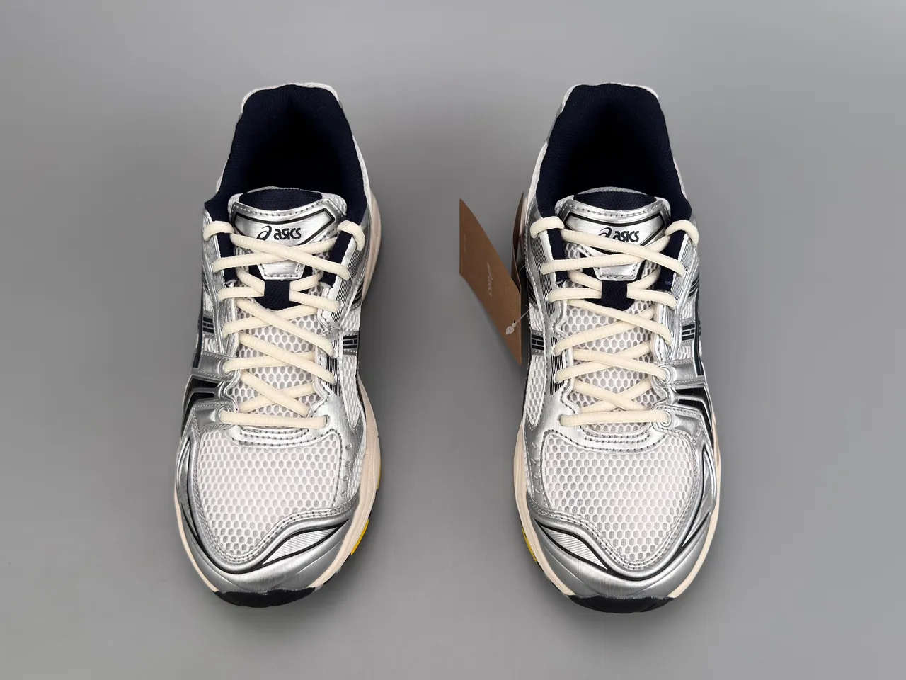 ASICS Gel-Kayano Silver and Navy Running Shoes 9