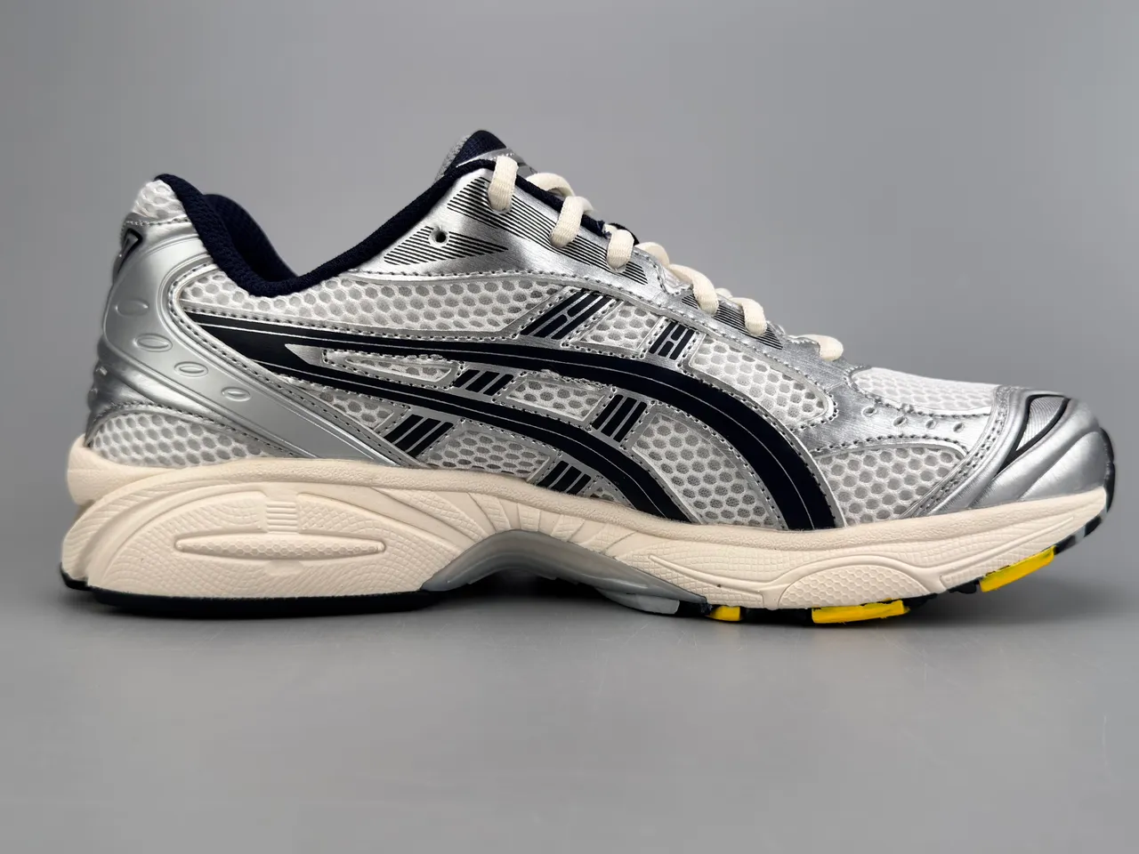 ASICS Gel-Kayano Silver and Navy Running Shoes 10