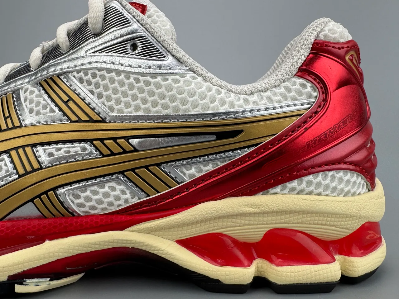 ASICS Gel-Kayano Silver White Red Gold Running Shoes 3