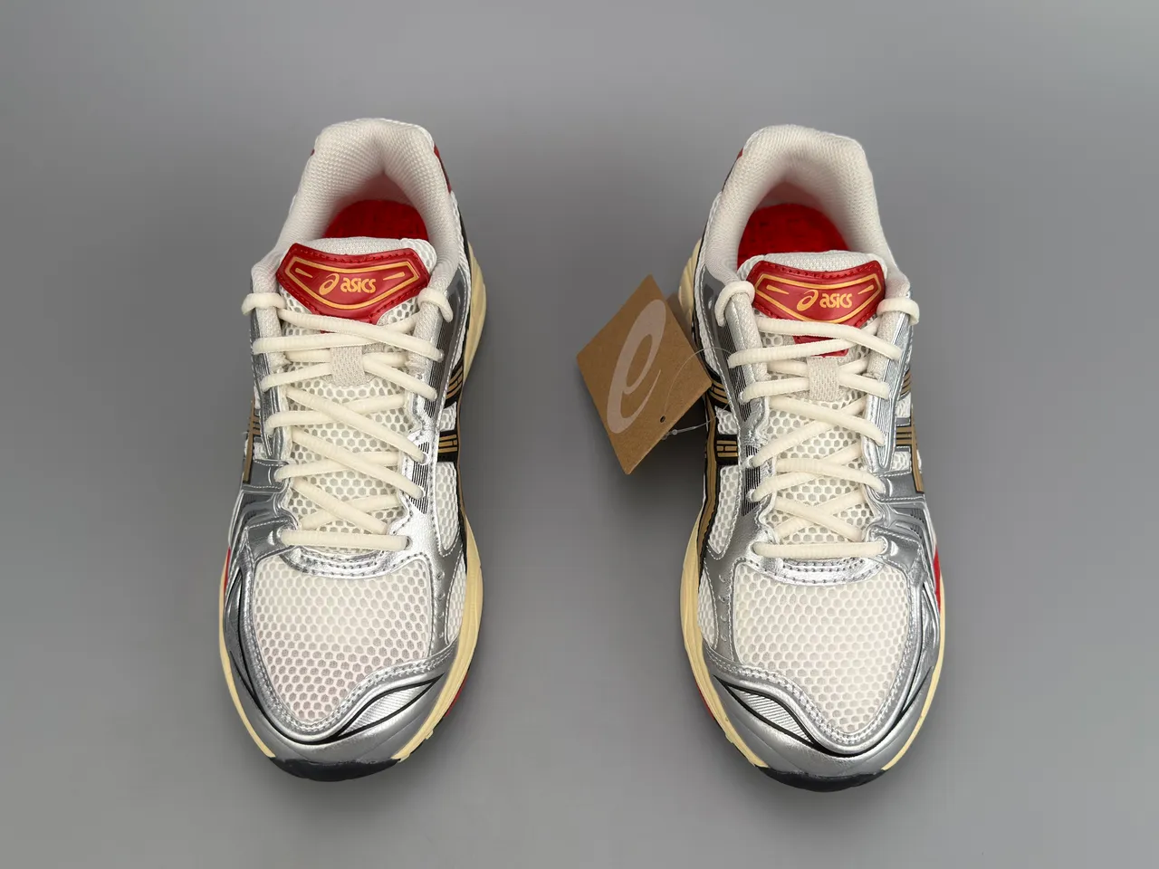 ASICS Gel-Kayano Silver White Red Gold Running Shoes 9