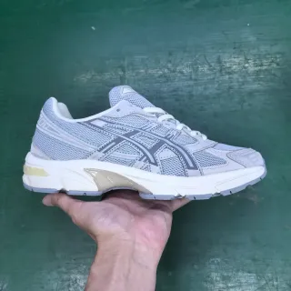 ASICS Gray White Mesh Upper Synthetic Overlays Lifestyle Sneakers