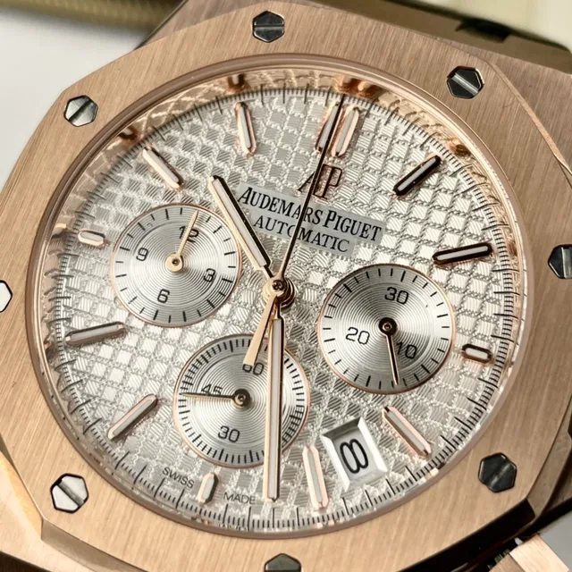 Audemars Piguet Royal Oak Offshore Rose Gold Tapisserie Dial Mechanical Watch 4