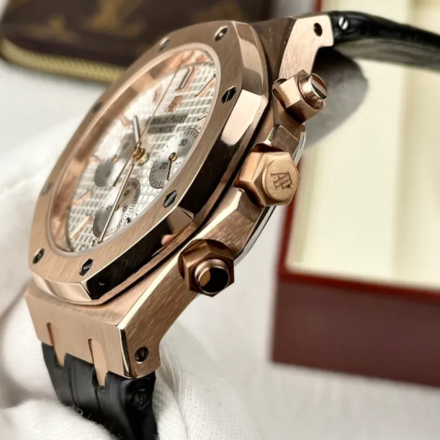 Audemars Piguet Royal Oak Offshore Rose Gold Tapisserie Dial Mechanical Watch 5
