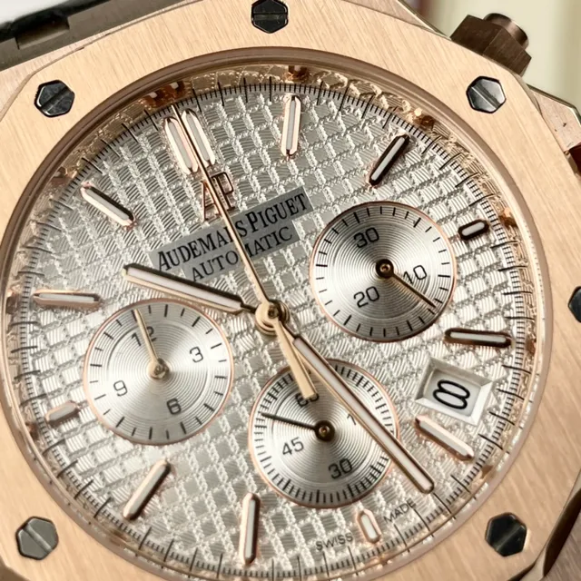 Audemars Piguet Royal Oak Offshore Rose Gold Tapisserie Dial Mechanical Watch 6