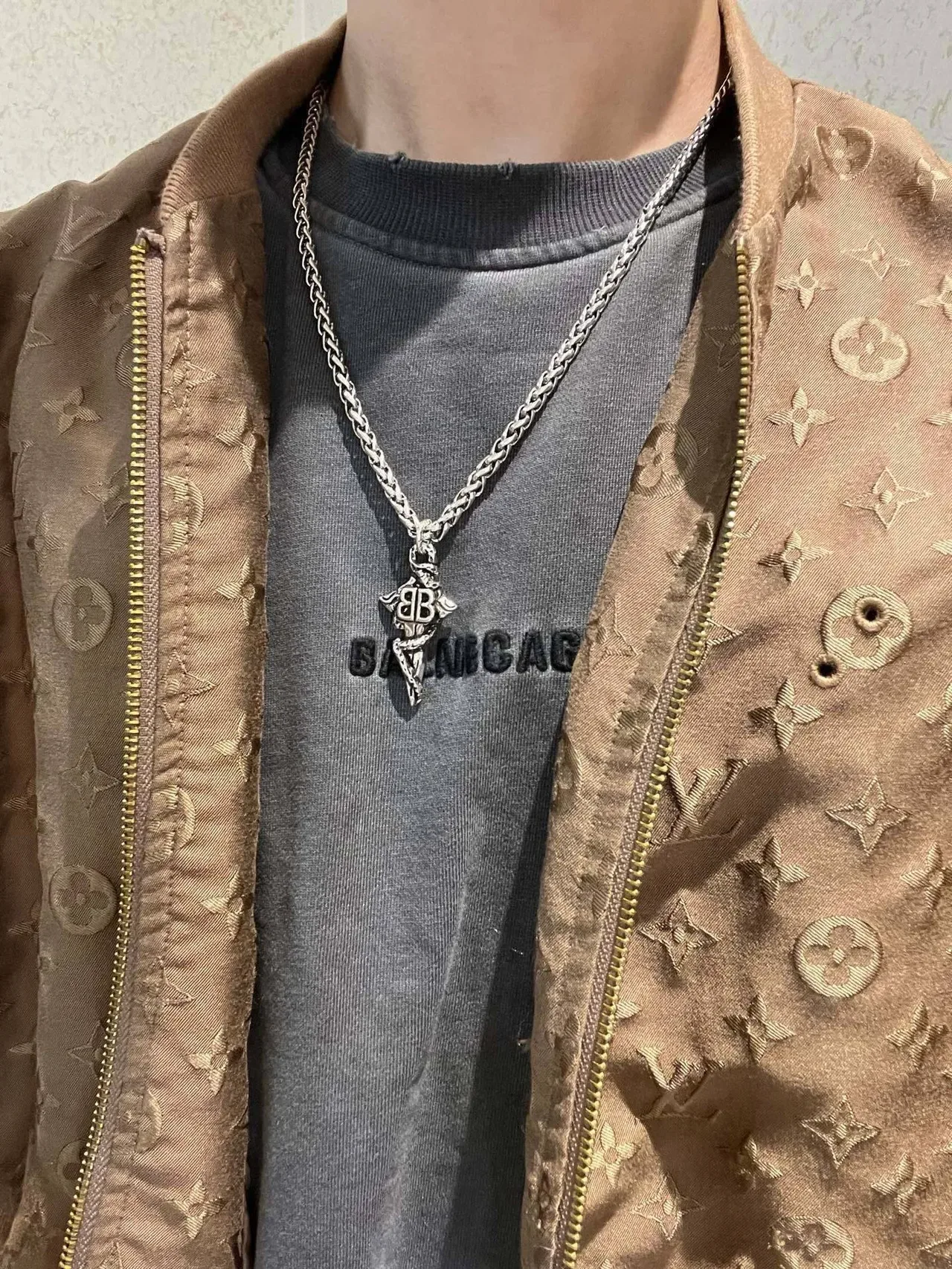 Balenciaga BB Chain Oversized Silver Curb-Link Necklace 5