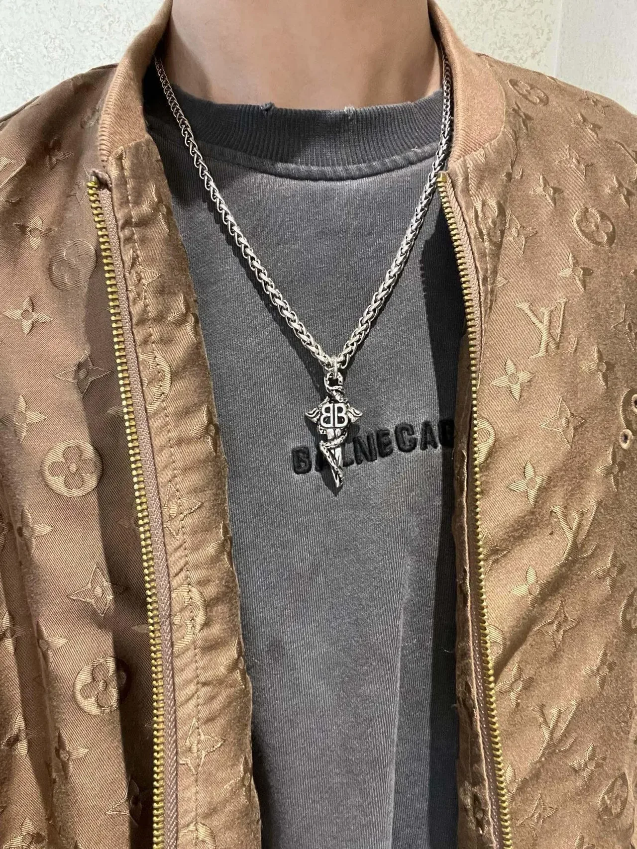 Balenciaga BB Chain Oversized Silver Curb-Link Necklace 8