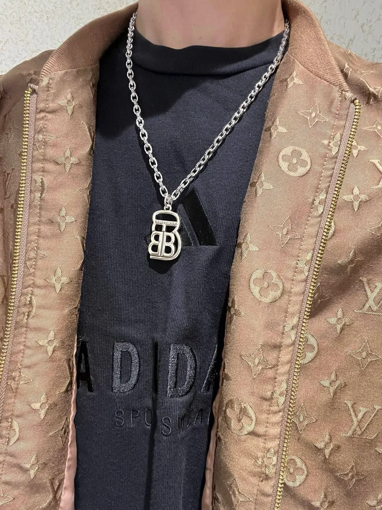 Balenciaga BB Logo Silver Chunky Link Chain Interlocked Pendant Necklace 5