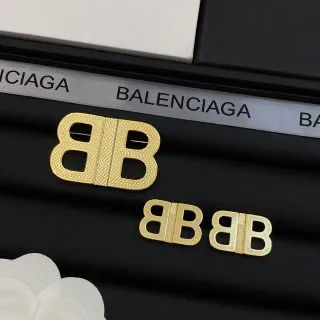 Balenciaga BB Logo Textured Gold-Tone Metal Brooches