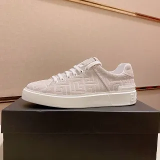 Balenciaga Beige White Monogrammed Suede Upper Chunky Platform Sole Lifestyle Sneakers
