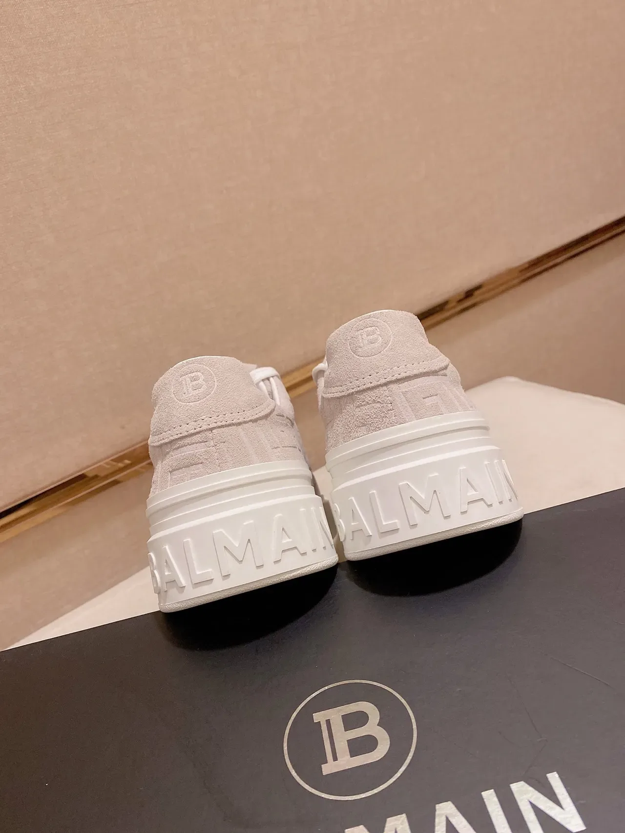 Balenciaga Beige White Monogrammed Suede Upper Chunky Platform Sole Lifestyle Sneakers 3