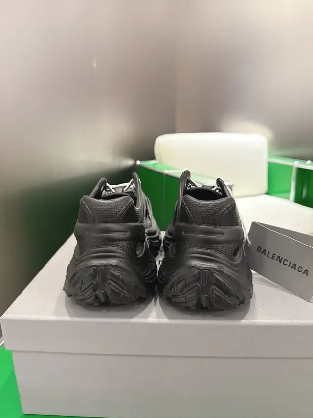 Balenciaga Black White Molded Rubber Construction Perforated Upper Chunky Sneakers 2
