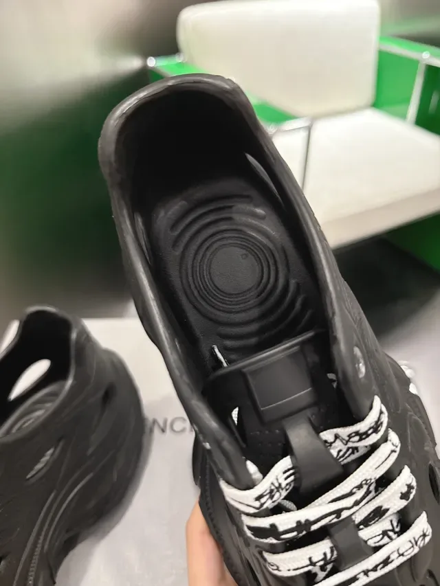 Balenciaga Black White Molded Rubber Construction Perforated Upper Chunky Sneakers 3
