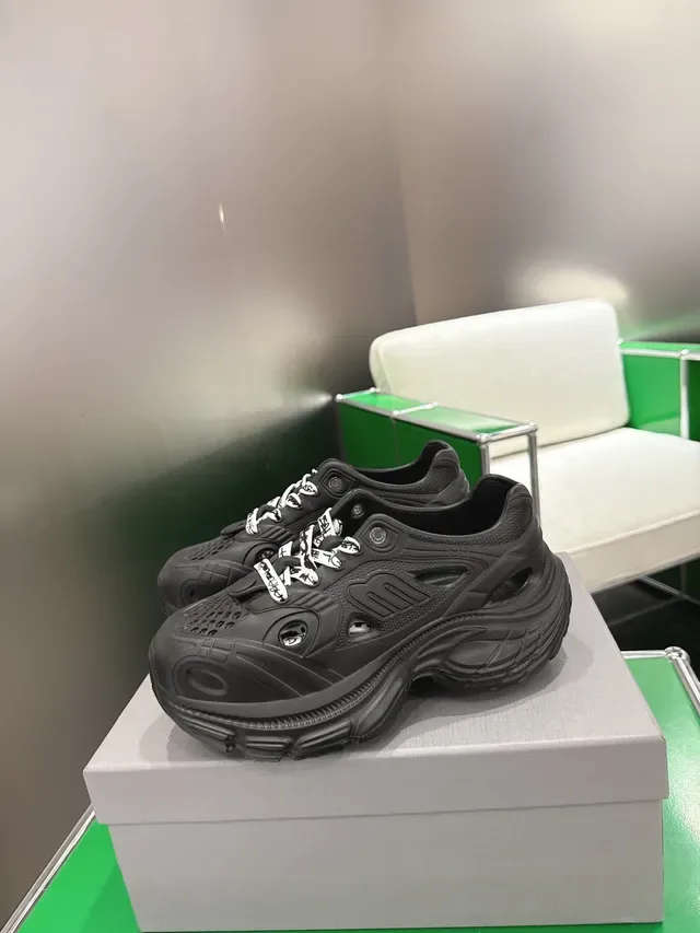 Balenciaga Black White Molded Rubber Construction Perforated Upper Chunky Sneakers 4