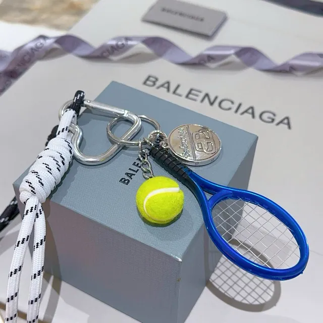 Balenciaga Blue Yellow Miniature Tennis Racket Braided Paracord Lanyard Phone Case 2