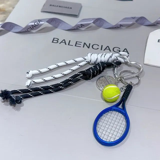 Balenciaga Blue Yellow Miniature Tennis Racket Braided Paracord Lanyard Phone Case 3