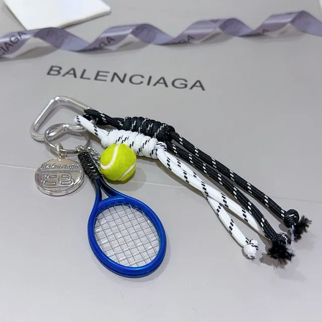 Balenciaga Blue Yellow Miniature Tennis Racket Braided Paracord Lanyard Phone Case 4