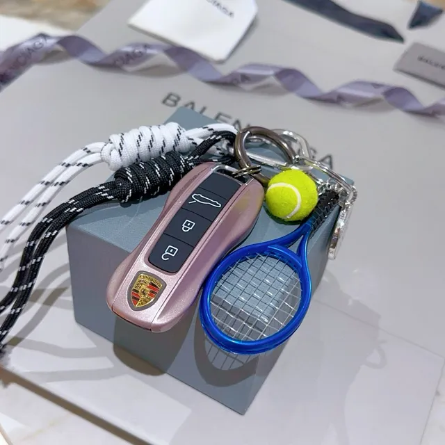 Balenciaga Blue Yellow Miniature Tennis Racket Braided Paracord Lanyard Phone Case 5