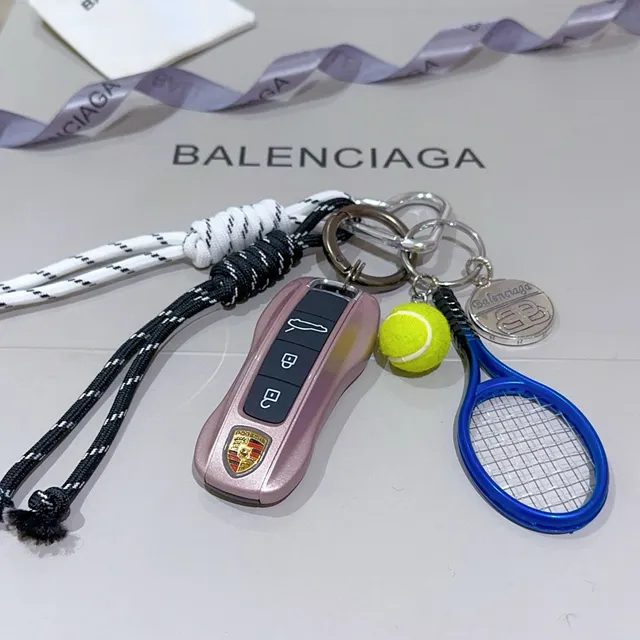 Balenciaga Blue Yellow Miniature Tennis Racket Braided Paracord Lanyard Phone Case 6