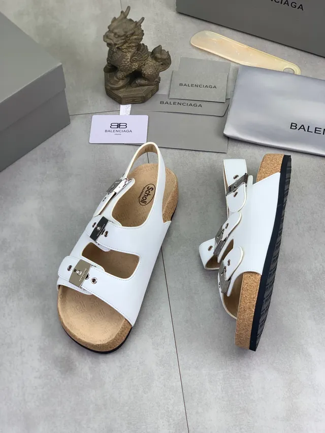 Balenciaga Defender Sandales Casual à triple bride blanches 5