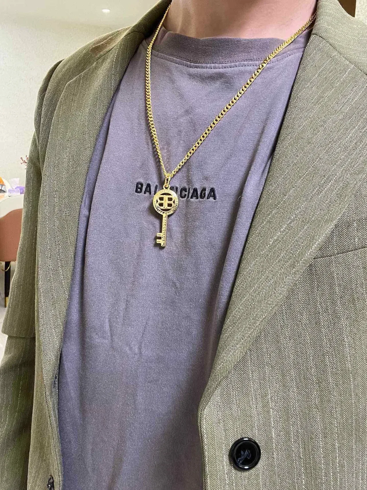 Balenciaga Pendentif Clé Chaîne Curb Or Collier 8