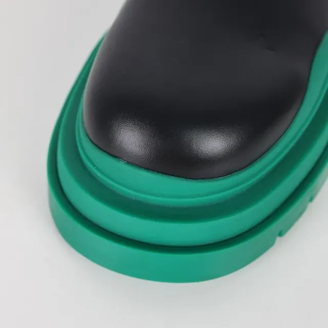 Balenciaga Le Cagole Black and Green Chunky Chelsea Boots 5