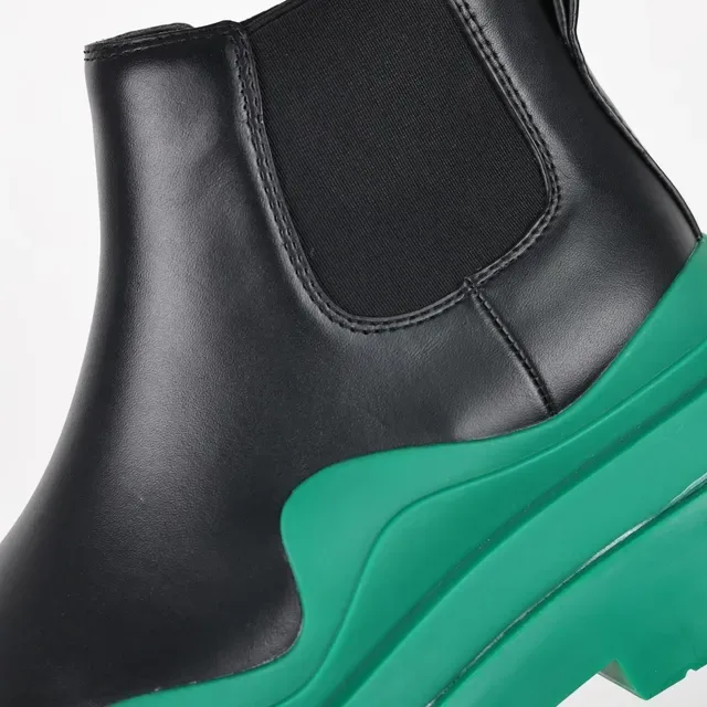 Balenciaga Le Cagole Black and Green Chunky Chelsea Boots 6