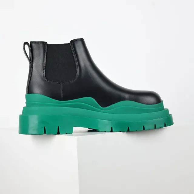 Balenciaga Le Cagole Black and Green Chunky Chelsea Boots 7