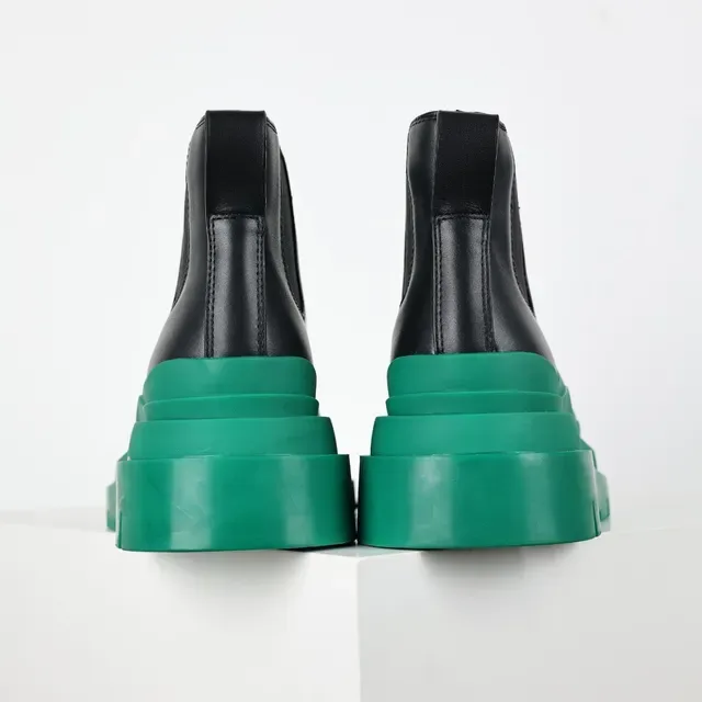 Balenciaga Le Cagole Black and Green Chunky Chelsea Boots 8