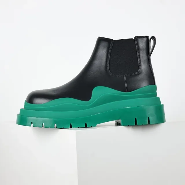 Balenciaga Le Cagole Black and Green Chunky Chelsea Boots 9