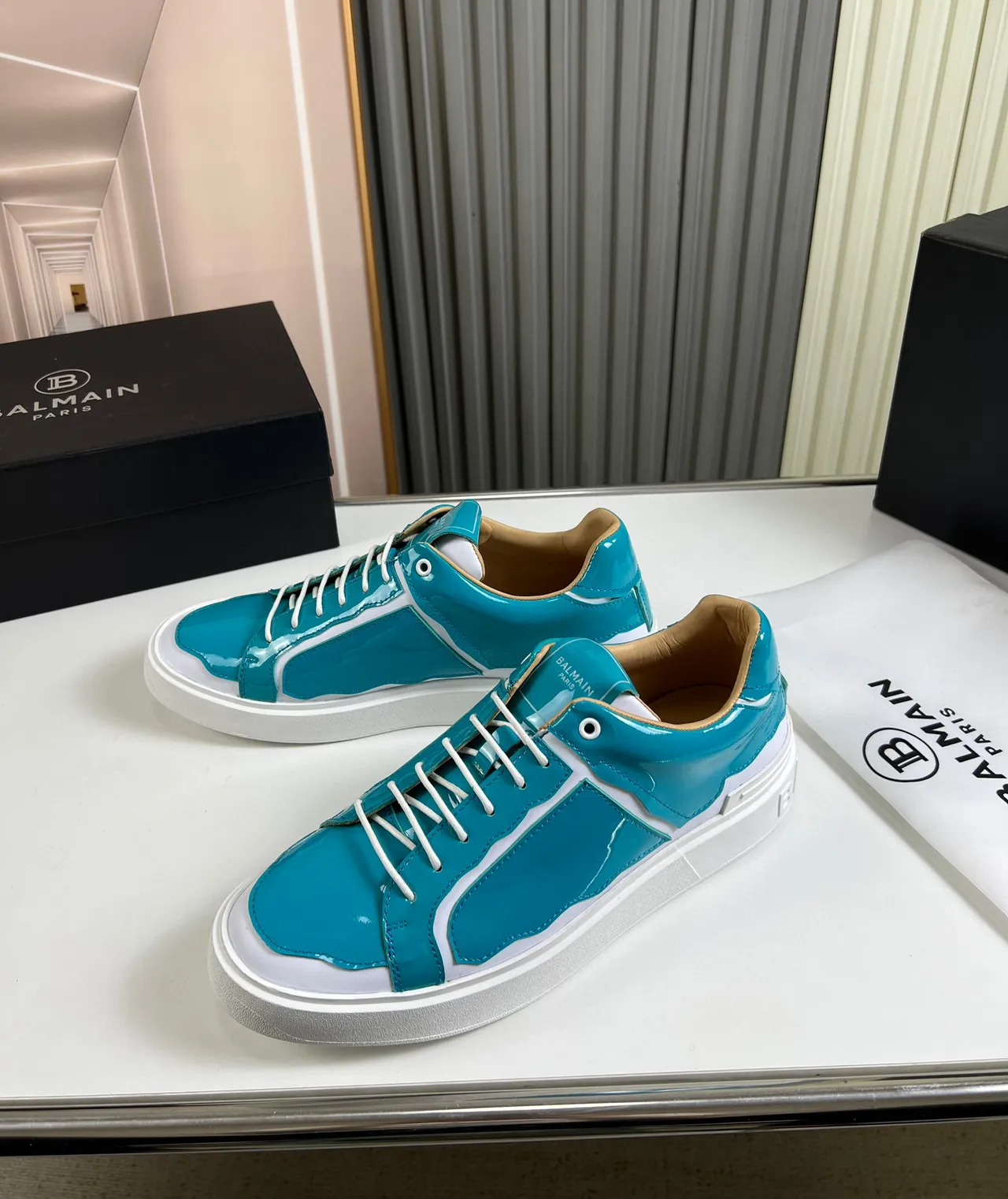 Balenciaga Lifestyle Sneaker Tênis Turquesa e Branco Low-Top 8