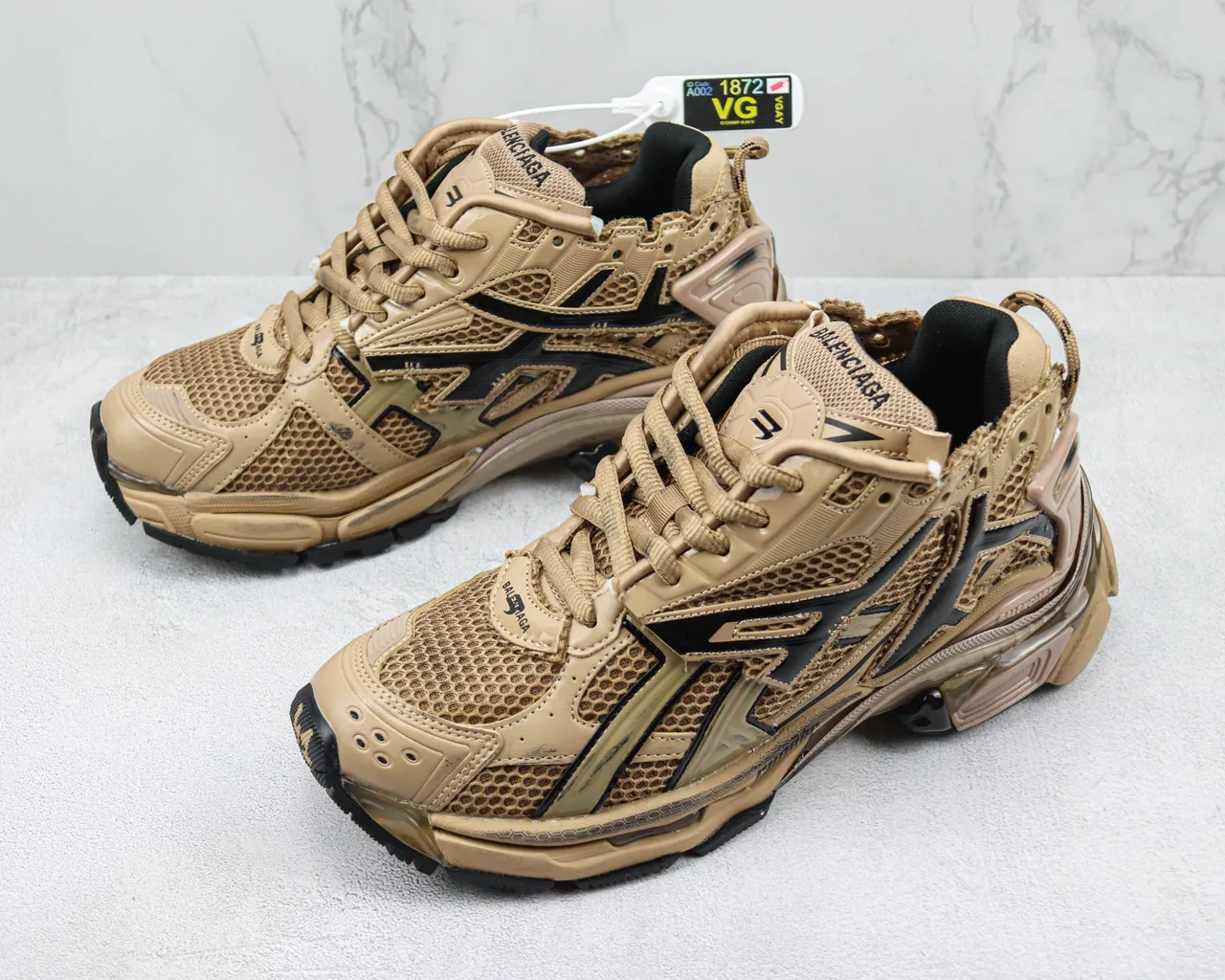 Balenciaga Runner Beige and Black Chunky Sneakers 4