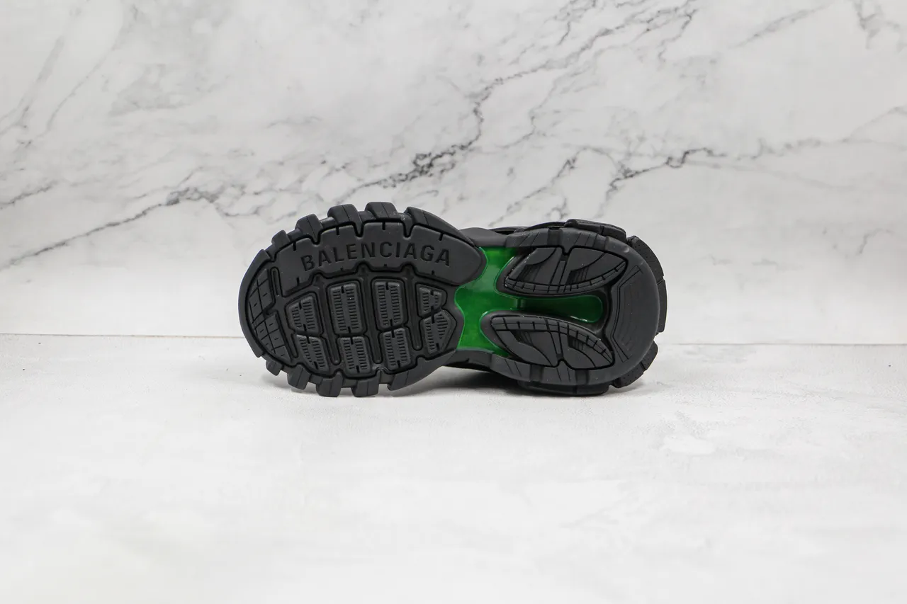Balenciaga Runner Black and Neon Green Chunky Sneakers 3