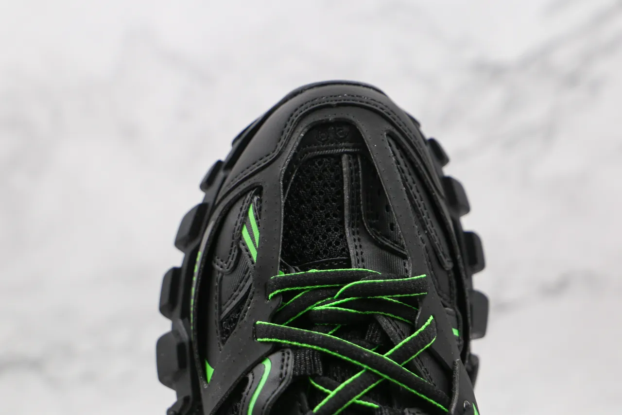 Balenciaga Runner Black and Neon Green Chunky Sneakers 5