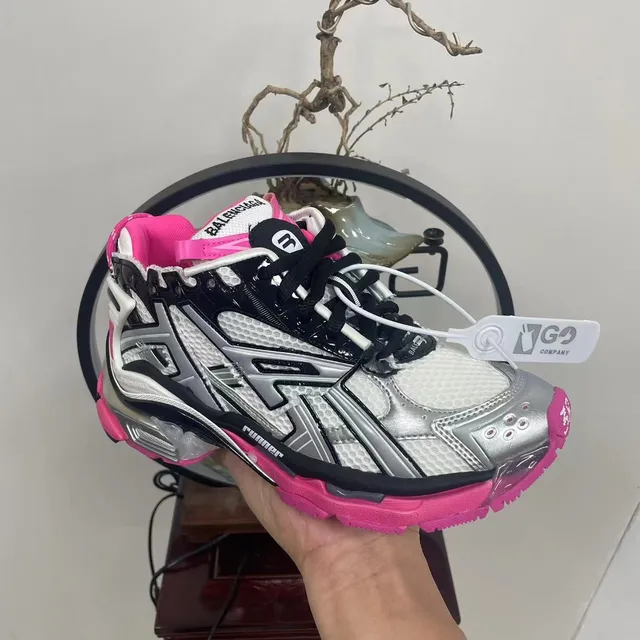 Balenciaga Runner White Silver Black Pink Chunky Sneakers 6