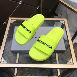 Balenciaga Slide Amarelo Neon Bold Logotipo Chinelos
