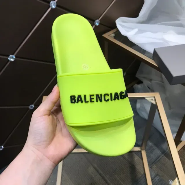 Balenciaga Slide Amarelo Neon Bold Logotipo Chinelos 3