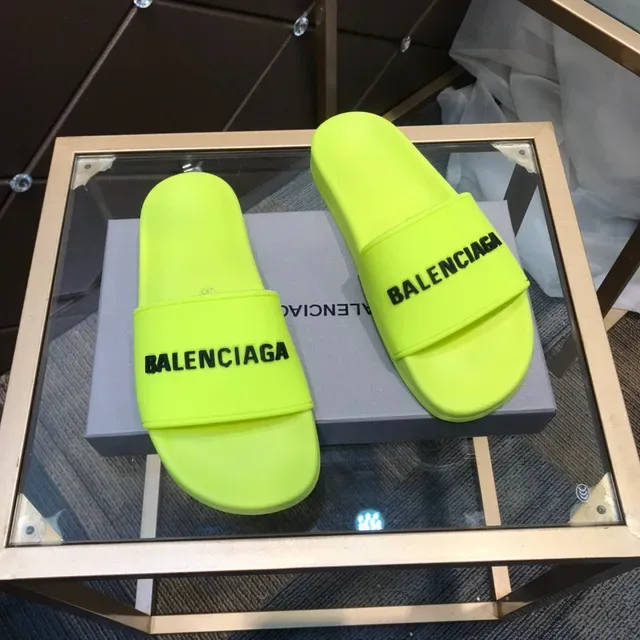 Balenciaga Slide Amarelo Neon Bold Logotipo Chinelos 7