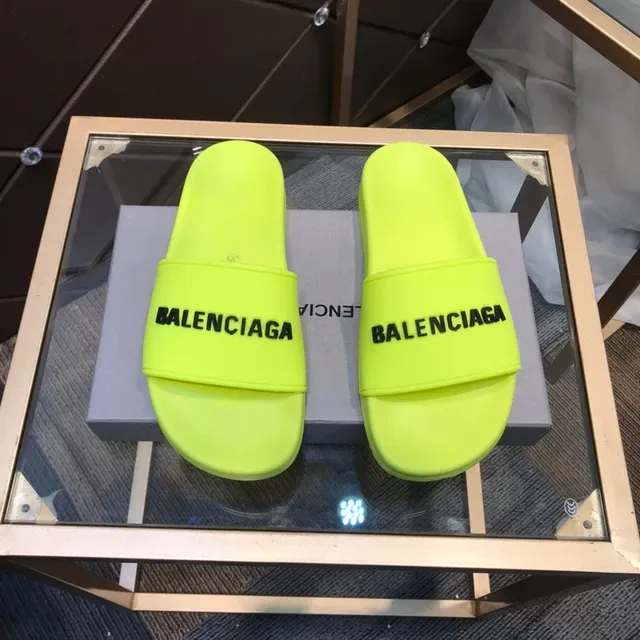 Balenciaga Slide Amarelo Neon Bold Logotipo Chinelos 9