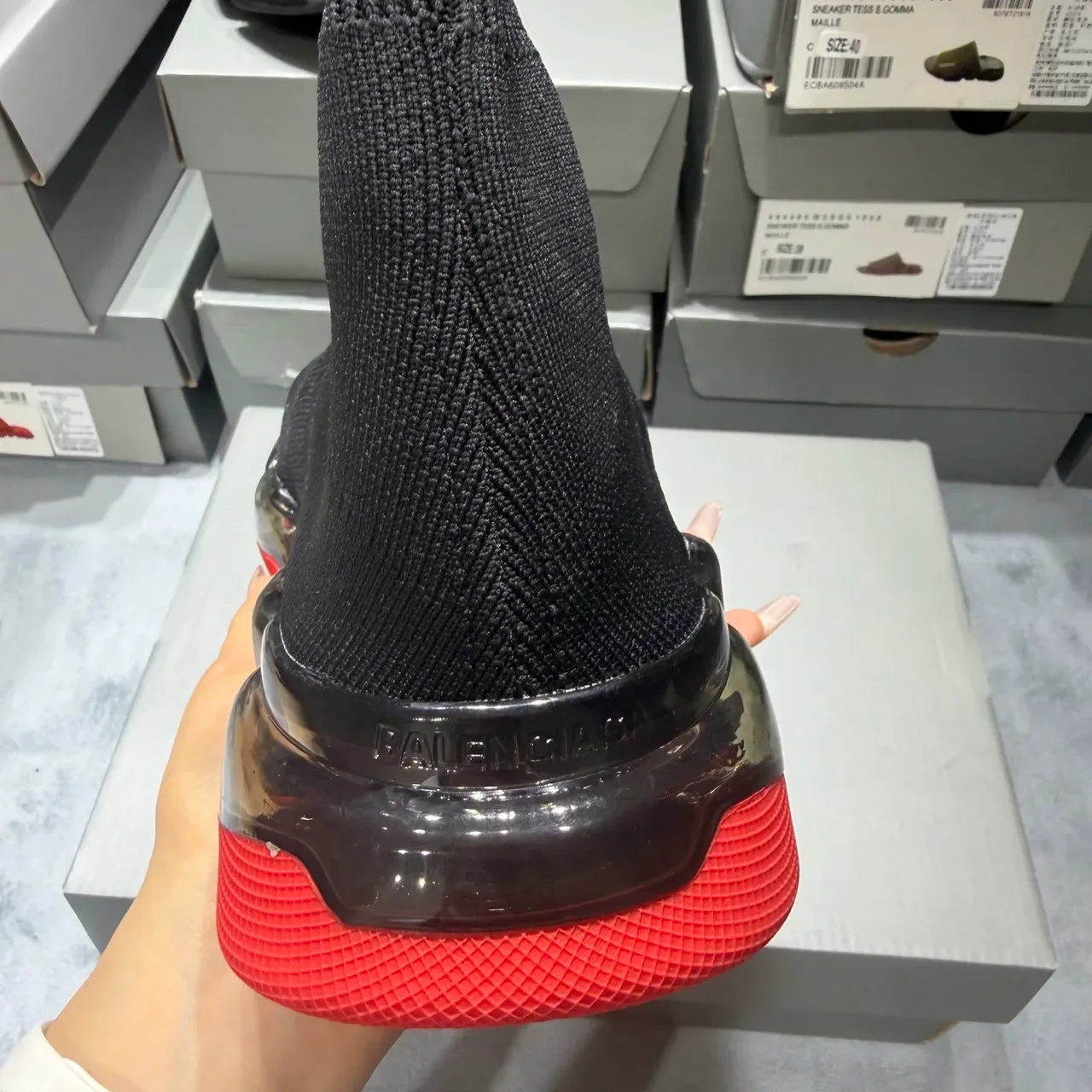 Balenciaga Speed Trainer Preto e Vermelho Tênis Lifestyle 2