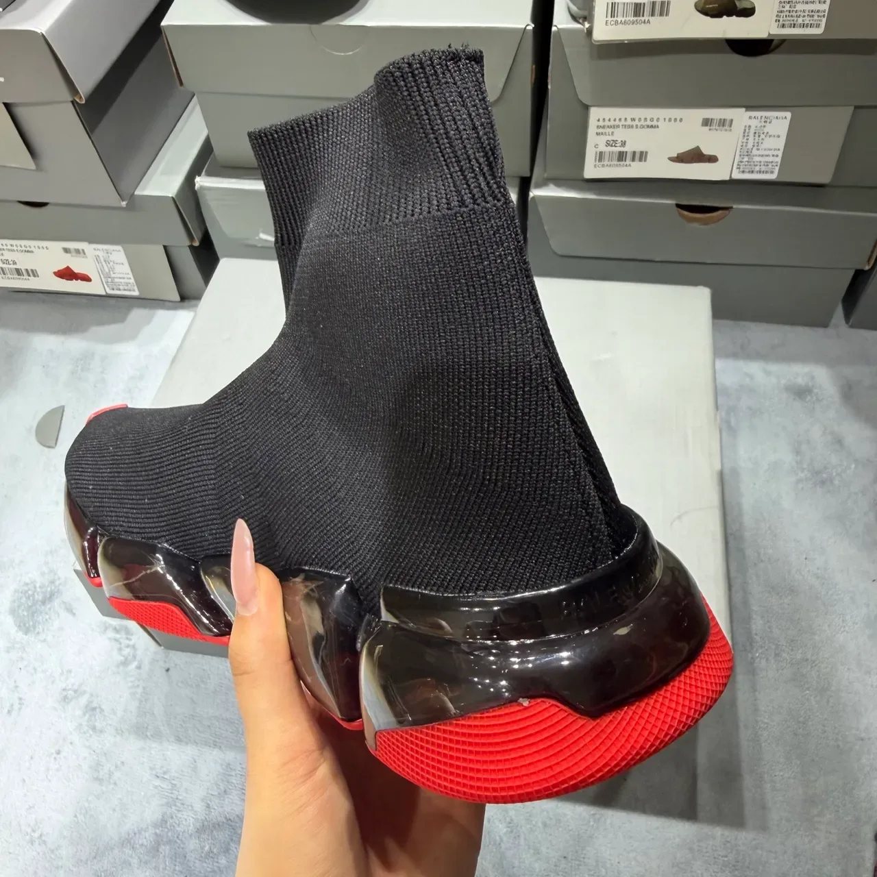 Balenciaga Speed Trainer Preto e Vermelho Tênis Lifestyle 3